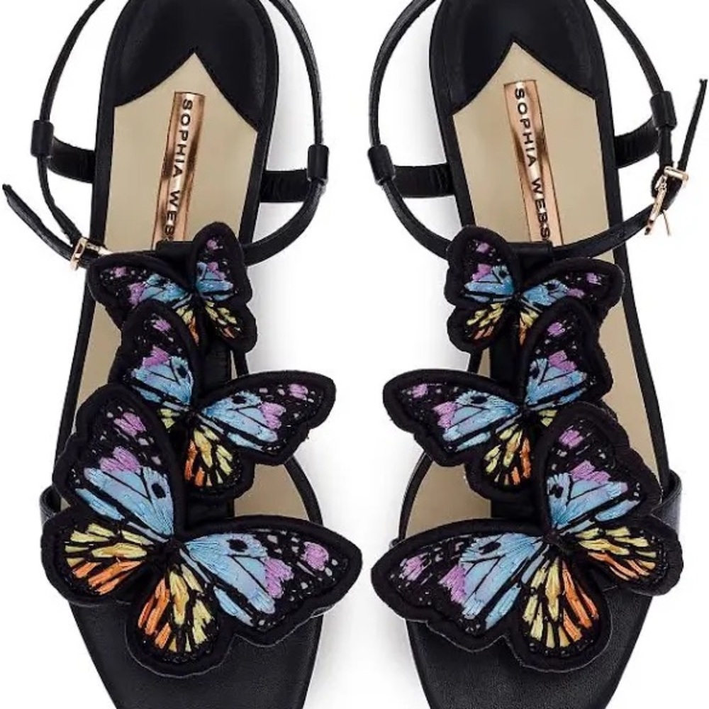 RARE SOPHIA WEBSTER Riva Flat Butterfly Embroidered Sandals 🦋 - Picture 4 of 16